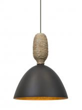 Besa Lighting 1XC-CREED-LED-BR - Besa Creed Cord Pendant, Dark Bronze With Gold Reflector, Bronze Finish, 1x9W LED