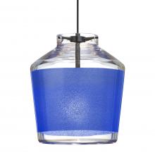 Besa Lighting 1XC-PIC6BL-BK - Besa Pendant Pica 6 Black Finish, Blue Sand 1x50W MAX GY6.35 Base