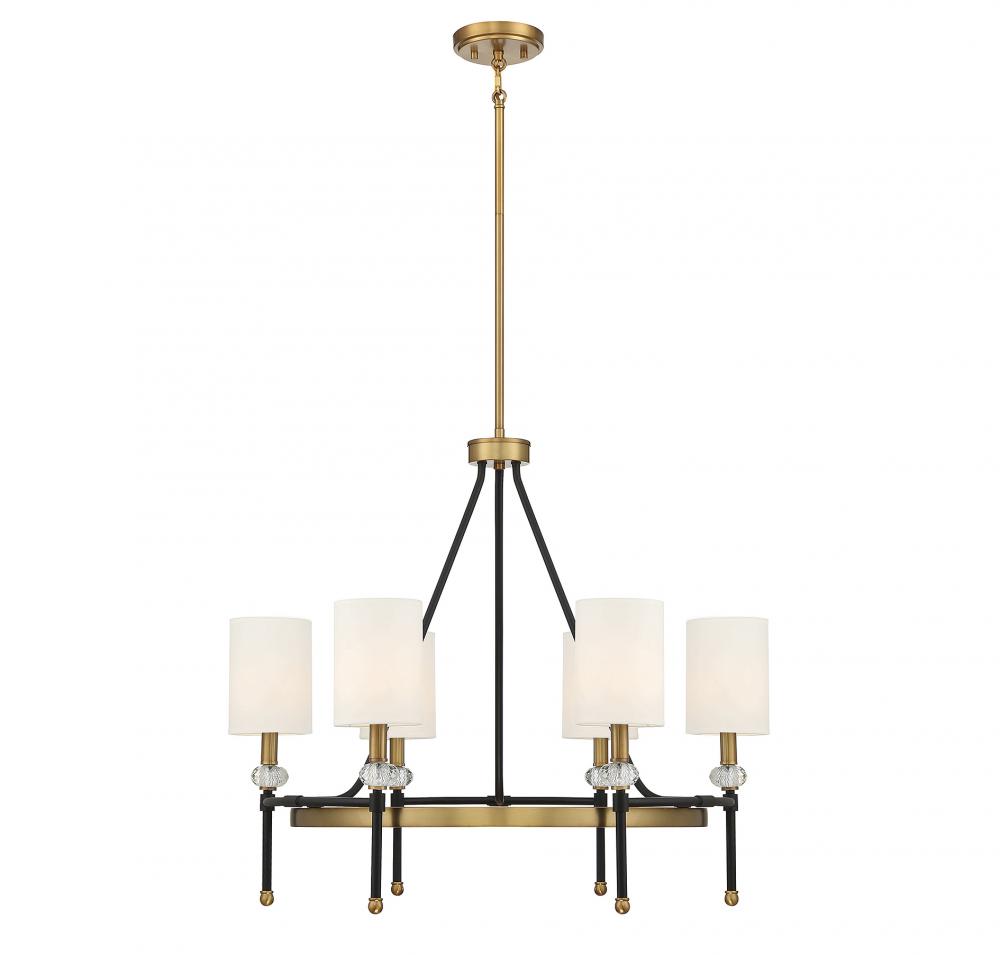 Tivoli 6-Light Chandelier in Matte Black with Warm Brass Accents