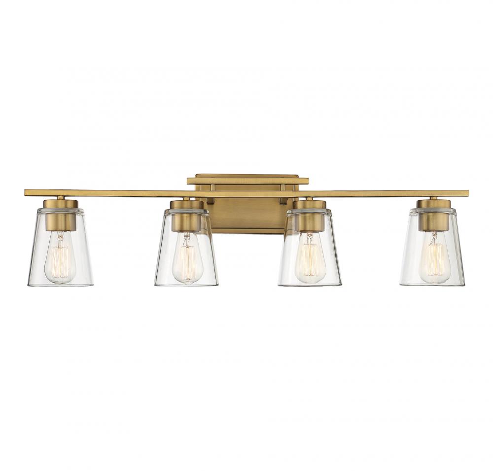 Calhoun 4-Light Bathroom Vanity Light in Warm Brass