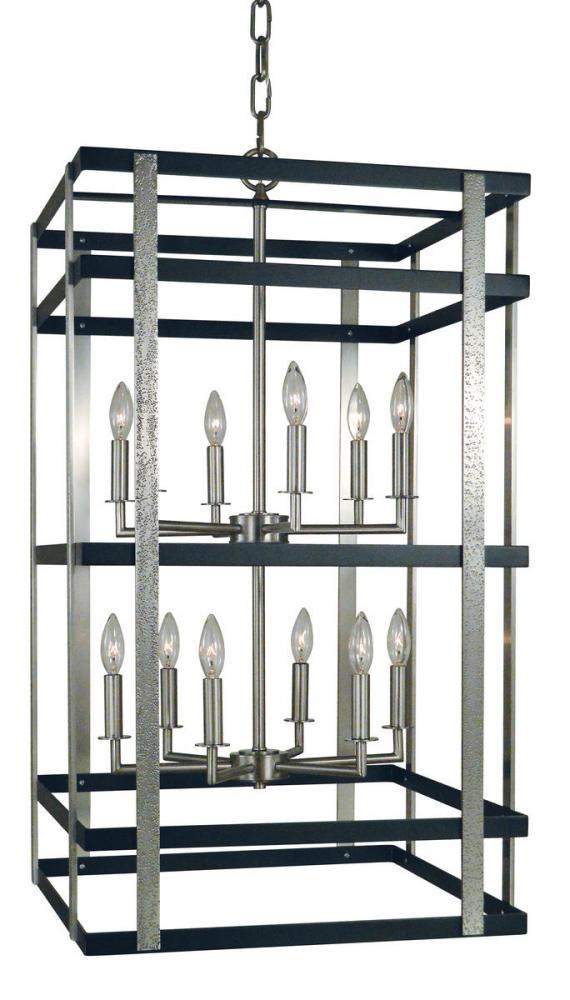 12-Light Brushed Nickel/Matte Black Montreaux Chandelier