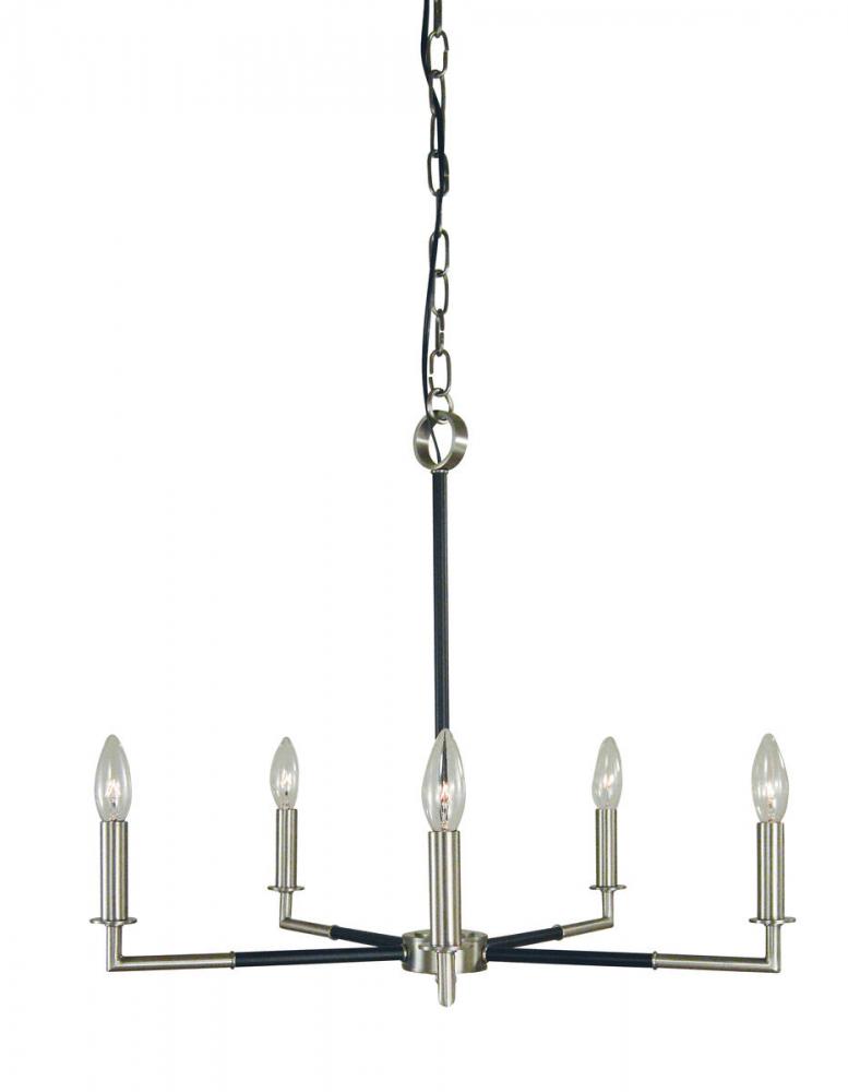 5-Light Brushed Nickel/Matte Black Schiller Chandelier