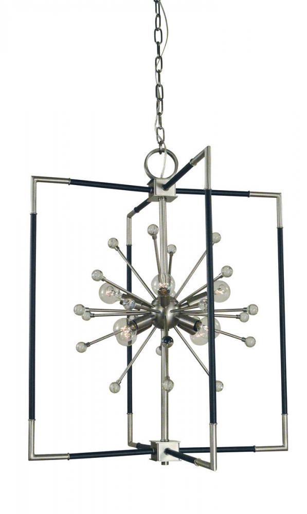 8-Light Brushed Nickel/Matte Black Zeta Chandelier