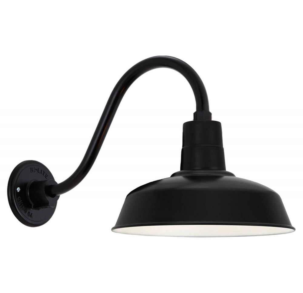 14" Gooseneck Barn Light Warehouse Shade, B-1 Arm