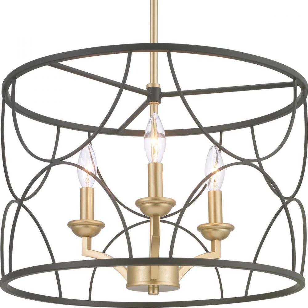 Landree Collection Three-Light Matte Black Luxe Chandelier Light