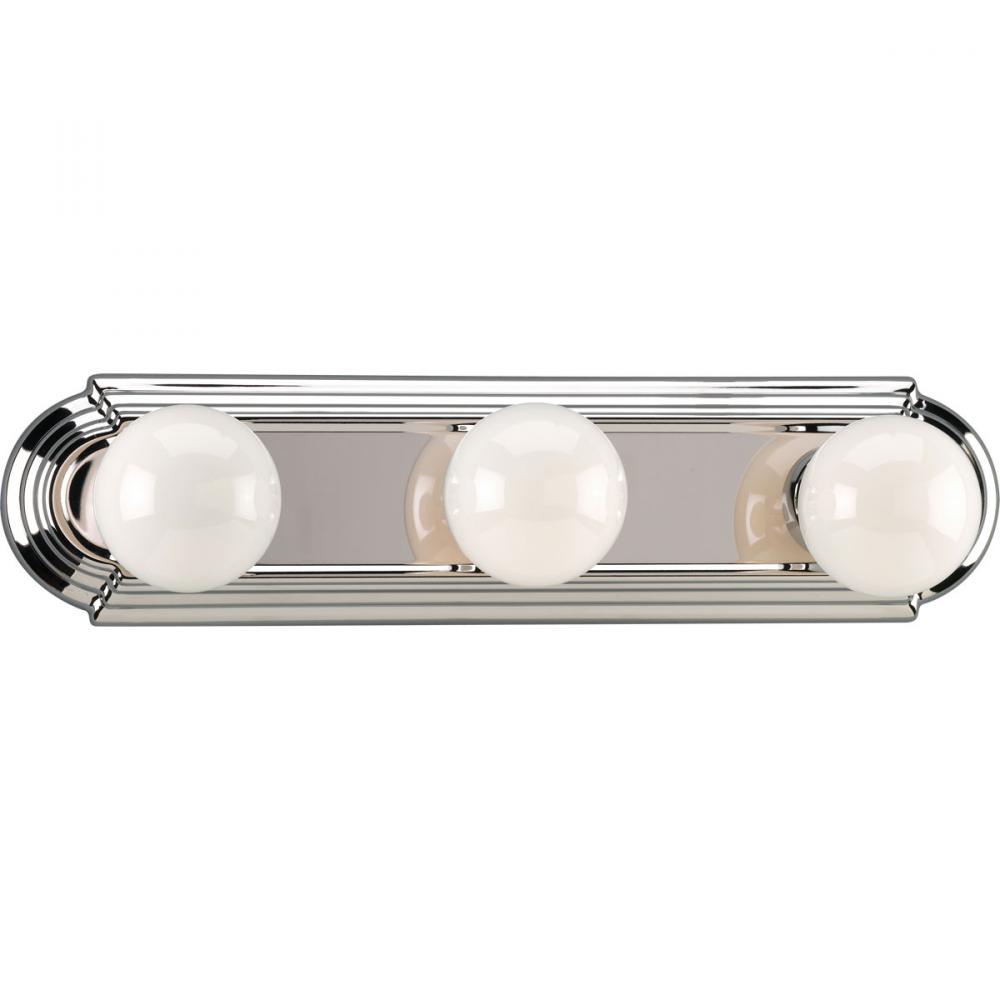 Broadway Collection Three-Light Polished Chrome Traditional Bath Vanity Light