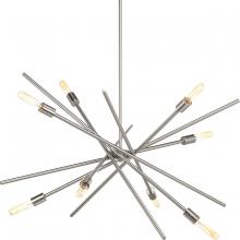 Progress P400109-009 - Astra Collection Eight-Light Brushed Nickel Mid-Century Modern Chandelier Light