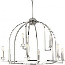 Progress P400187-104 - Seneca Collection Nine-Light Polished Nickel Farmhouse Chandelier Light