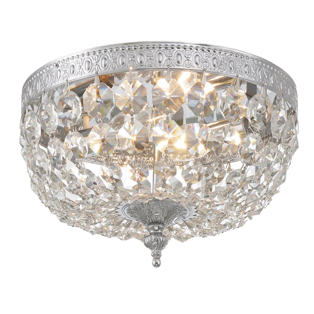 Crystorama 2 Light Hand Cut Crystal Polished Chrome Flush Mount