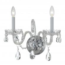 Crystorama 1032-CH-CL-S - Traditional Crystal 2 Light Swarovski Strass Crystal Polished Chrome Sconce