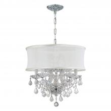 Crystorama 4415-CH-SMW-CLM - Brentwood 6 Light Crystal Polished Chrome Drum Shade Chandelier