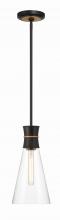 Crystorama QUN-1500-MK-TG - Quinn 1 Light Matte Black + Textured Gold Mini Pendant