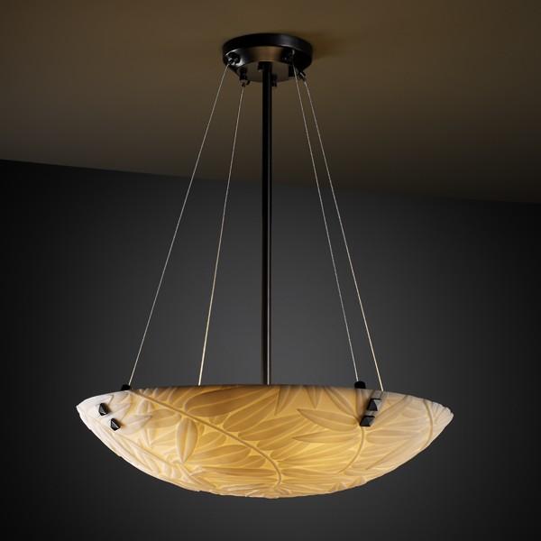 18" LED Pendant Bowl w/ PAIR SQUARE W/ POINTS FINIALS