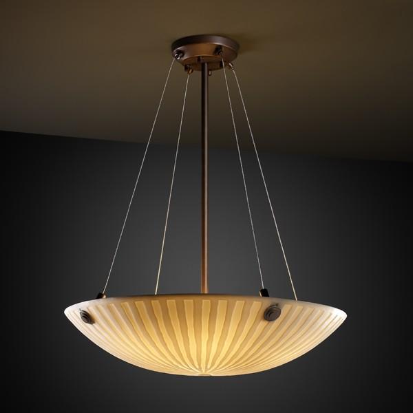 18" LED Pendant Bowl w/ CONCENTRIC CIRCLES FINIALS