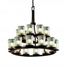 Justice Design Group GLA-8767-16-CLRT-DBRZ - Dakota 21-Light 2-Tier Ring Chandelier