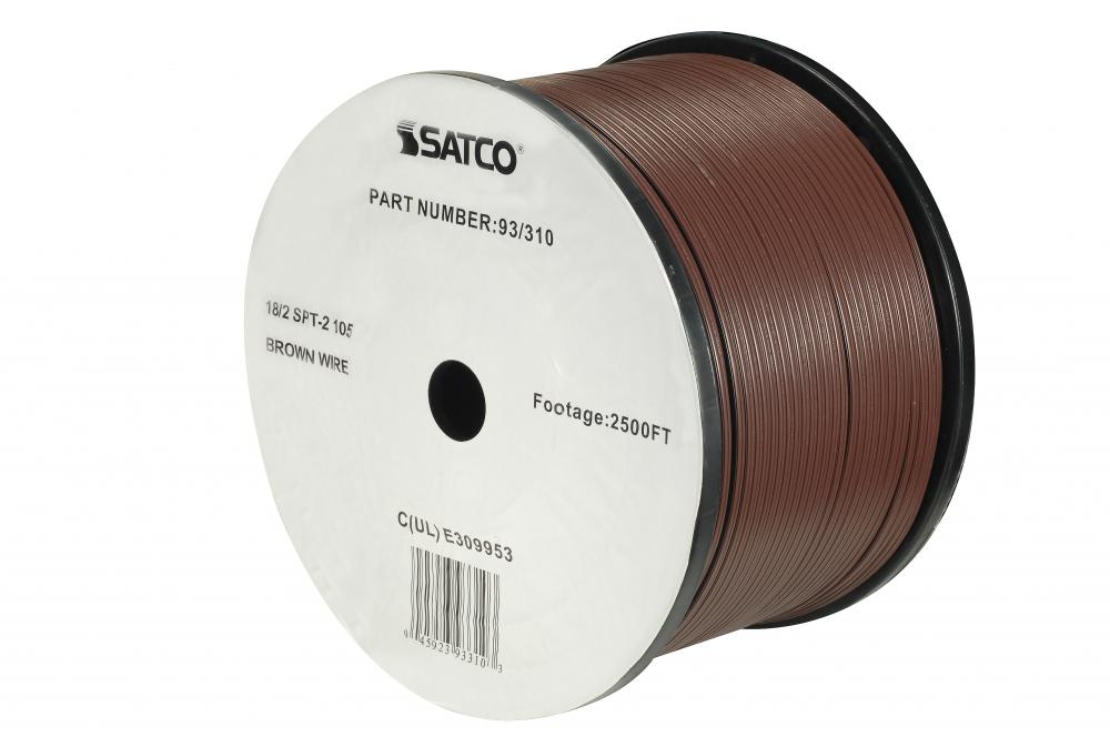 Lamp And Lighting Bulk Wire; 18/2 SPT-2 105C; 2500 Foot/Reel; Brown