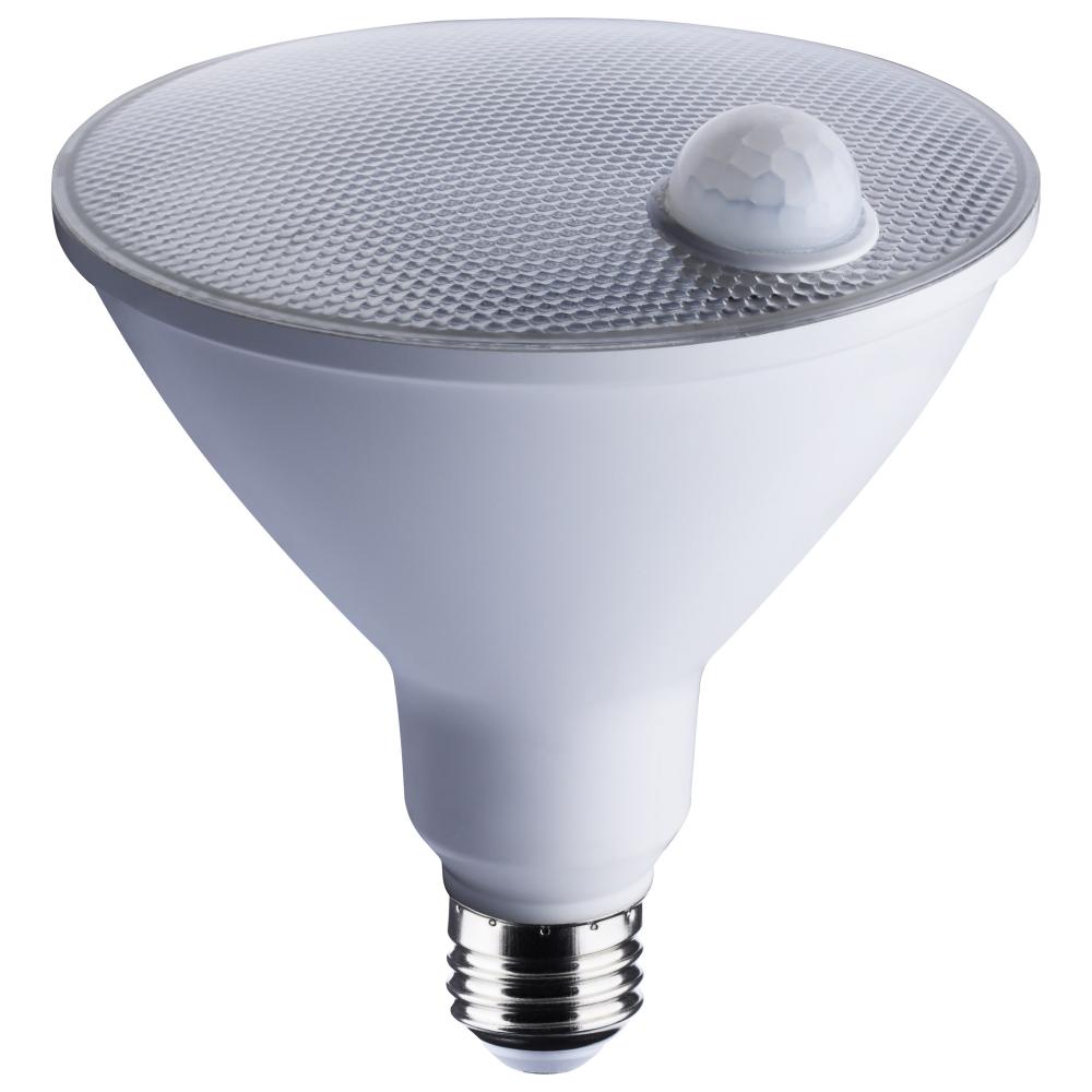 14 Watt PAR38 LED; White; 3000K; 1100 Lumens; 120 Volt; PIR Sensor; Non-Dimmable