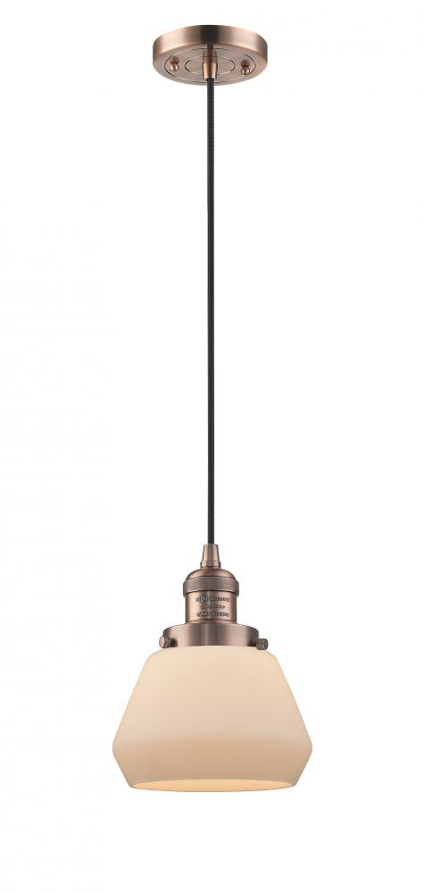 Fulton - 1 Light - 7 inch - Antique Copper - Cord hung - Mini Pendant