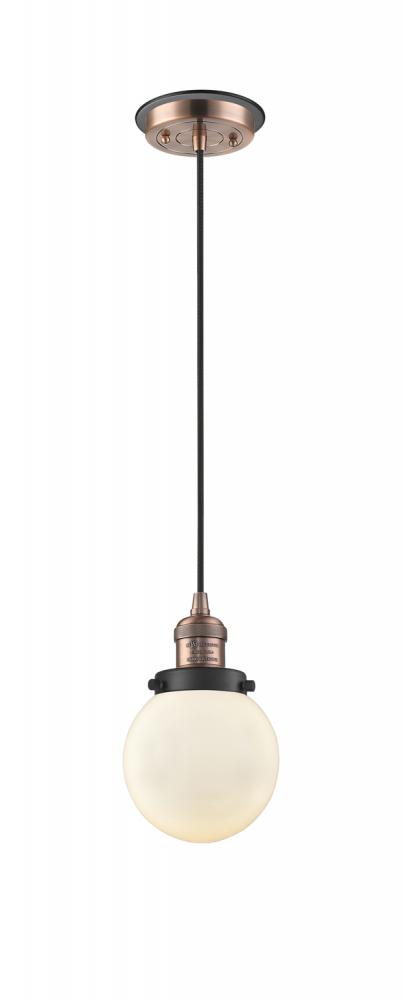 Beacon - 1 Light - 6 inch - Antique Copper - Cord hung - Mini Pendant