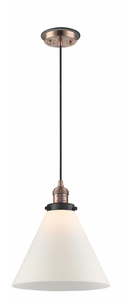 Cone - 1 Light - 12 inch - Antique Copper - Cord hung - Mini Pendant