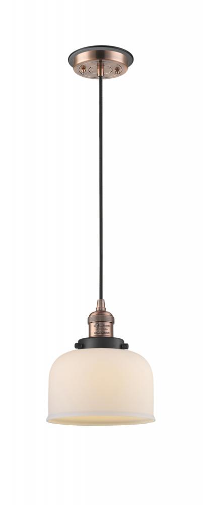 Bell - 1 Light - 8 inch - Antique Copper - Cord hung - Mini Pendant