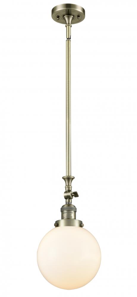 Beacon - 1 Light - 8 inch - Antique Brass - Stem Hung - Mini Pendant