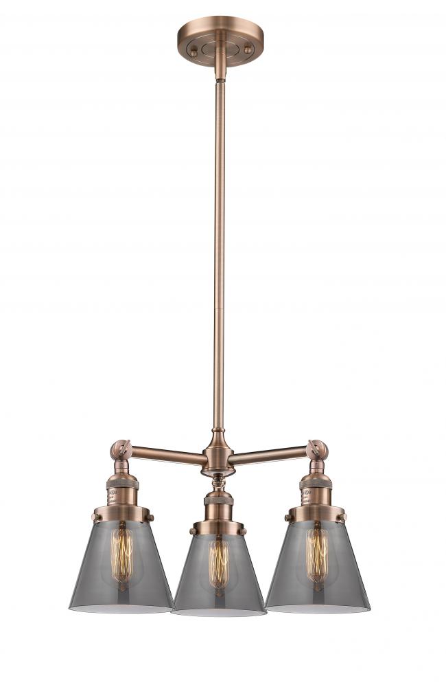 Cone - 3 Light - 19 inch - Antique Copper - Stem Hung - Chandelier