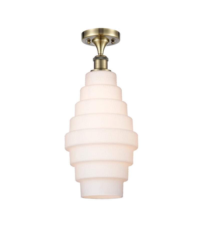 Cascade - 1 Light - 8 inch - Antique Brass - Semi-Flush Mount