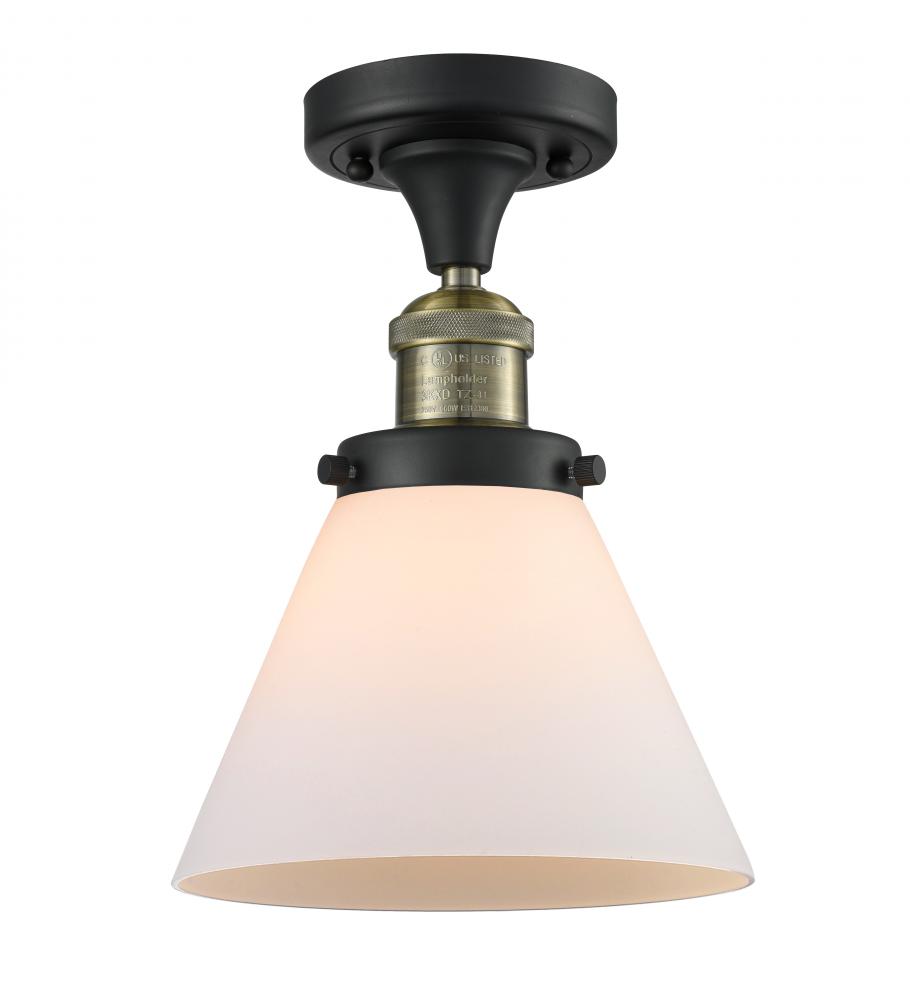 Cone - 1 Light - 8 inch - Black Antique Brass - Semi-Flush Mount