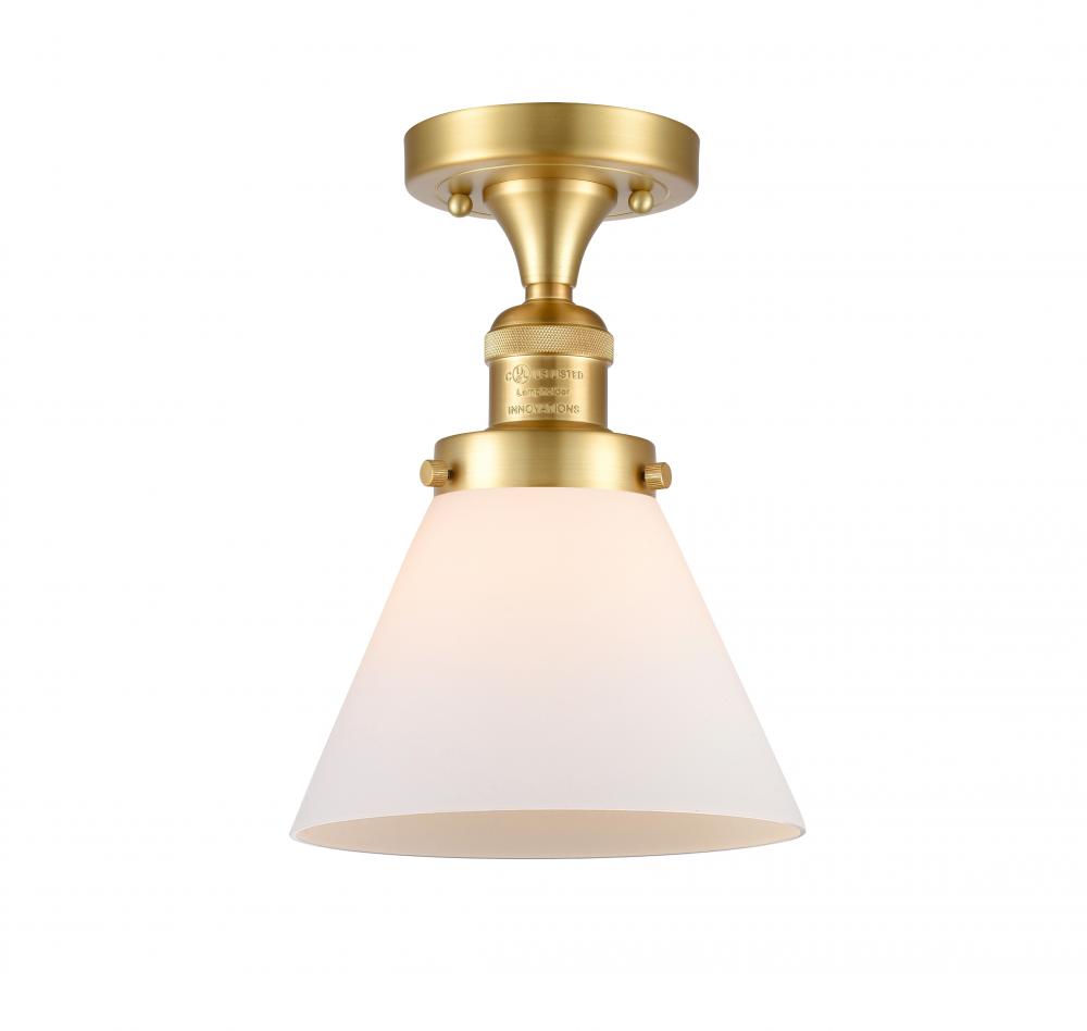 Cone - 1 Light - 8 inch - Satin Gold - Semi-Flush Mount