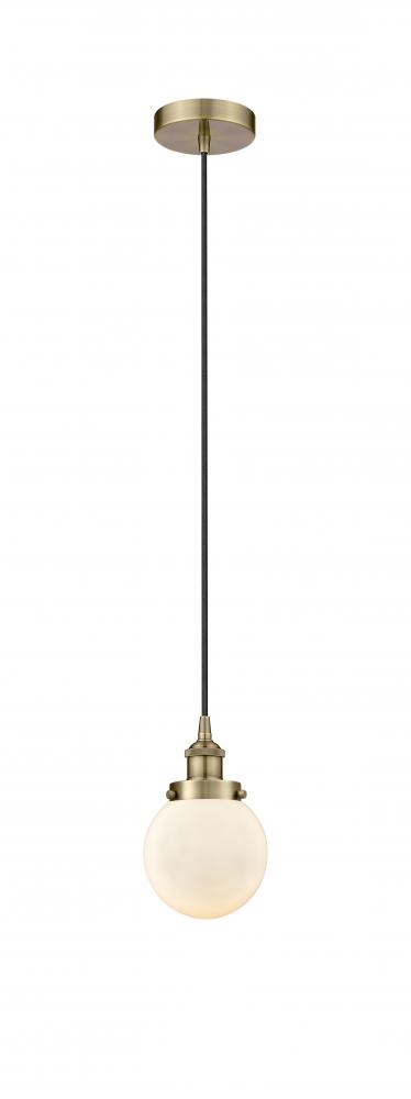 Beacon - 1 Light - 6 inch - Antique Brass - Cord hung - Mini Pendant