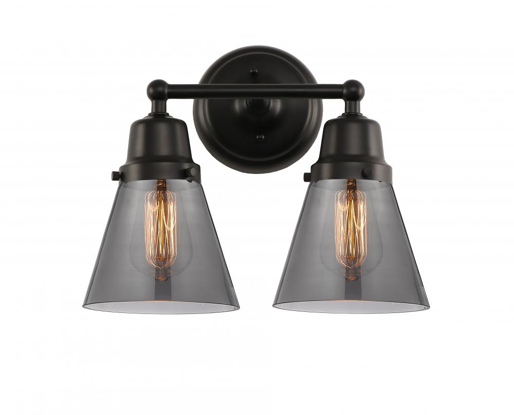 Cone - 2 Light - 14 inch - Matte Black - Bath Vanity Light