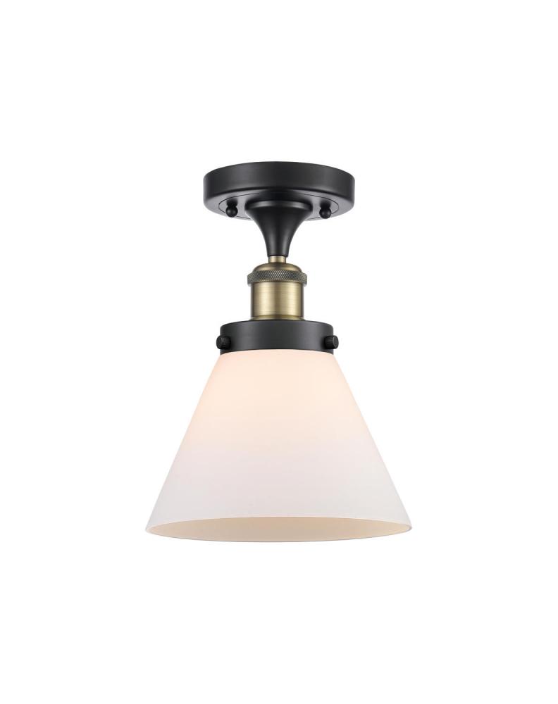 Cone - 1 Light - 8 inch - Black Antique Brass - Semi-Flush Mount