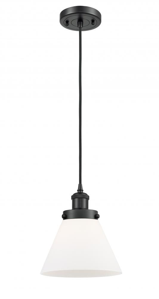 Cone - 1 Light - 8 inch - Matte Black - Cord hung - Mini Pendant