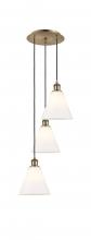 Innovations Lighting 113B-3P-AB-GBC-81 - Berkshire - 3 Light - 15 inch - Antique Brass - Cord Hung - Multi Pendant