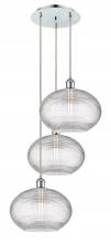 Innovations Lighting 113B-3P-PC-G555-12CL - Ithaca - 3 Light - 19 inch - Polished Chrome - Cord hung - Multi Pendant