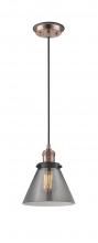 Innovations Lighting 201CBP-ACBK-G43 - Cone - 1 Light - 8 inch - Antique Copper - Cord hung - Mini Pendant