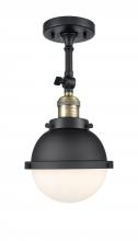 Innovations Lighting 201F-BAB-HFS-61-BK - Hampden - 1 Light - 7 inch - Black Antique Brass - Semi-Flush Mount