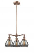 Innovations Lighting 207-AC-G173 - Fulton - 3 Light - 22 inch - Antique Copper - Stem Hung - Chandelier