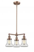 Innovations Lighting 207-AC-G192 - Bellmont - 3 Light - 18 inch - Antique Copper - Stem Hung - Chandelier