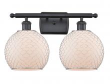 Innovations Lighting 516-2W-BK-G121-8CSN - Farmhouse Chicken Wire - 2 Light - 18 inch - Matte Black - Bath Vanity Light