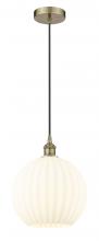 Innovations Lighting 616-1P-AB-G1217-12WV - White Venetian - 1 Light - 12 inch - Antique Brass - Cord Hung - Mini Pendant