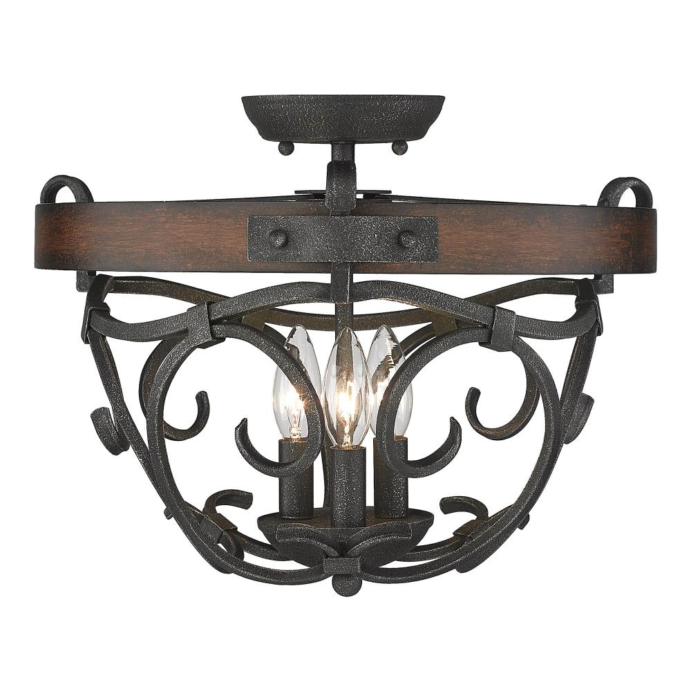 Madera BI 3 Light Semi-Flush in Black Iron