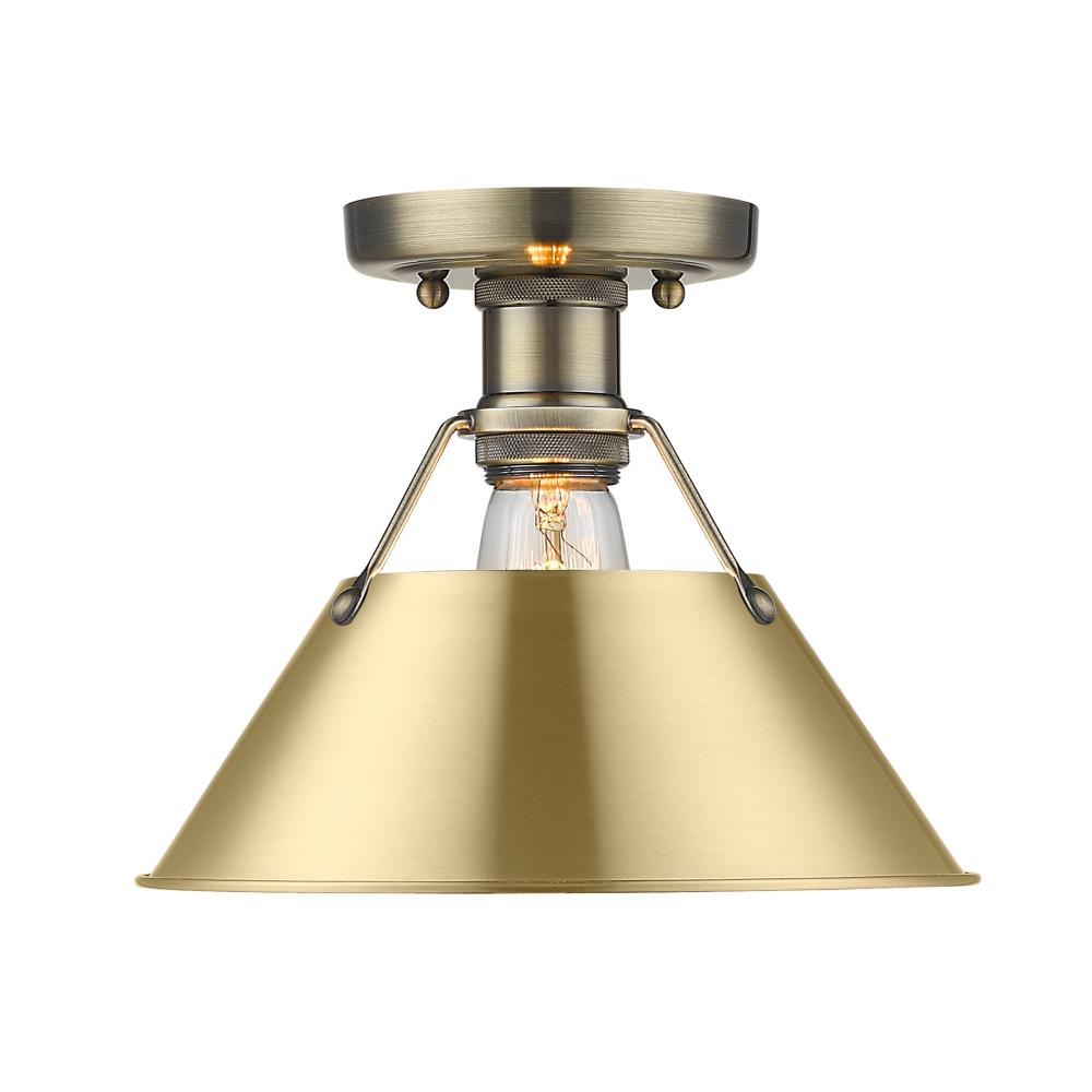 Orwell AB Flush Mount in Aged Brass with Brushed Champagne Bronze shade