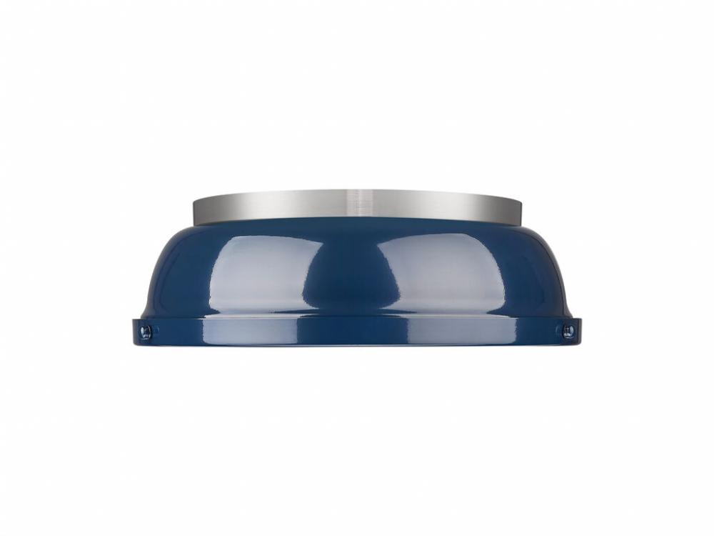 Duncan 14" Flush Mount in Pewter with Matte Navy