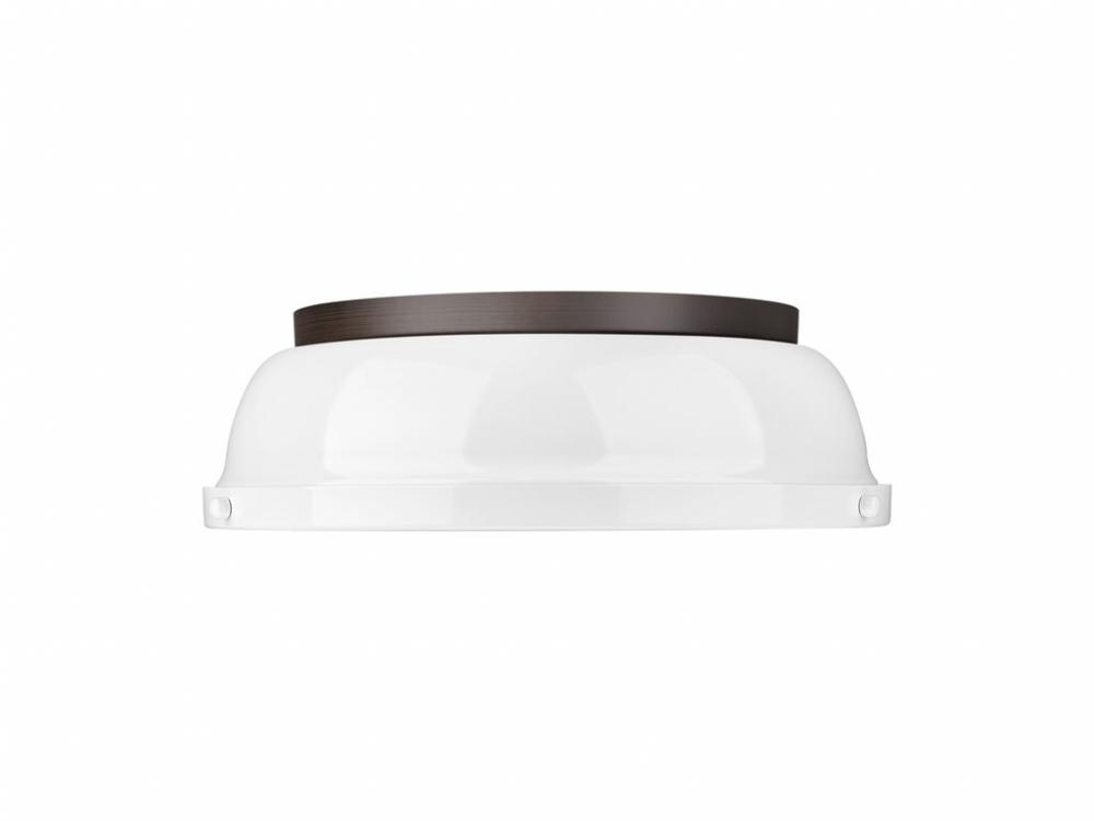 Duncan 14" Flush Mount in Rubbed Bronze with White