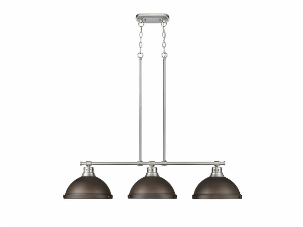 Duncan 3-Light Linear Pendant in Pewter with Rubbed Bronze