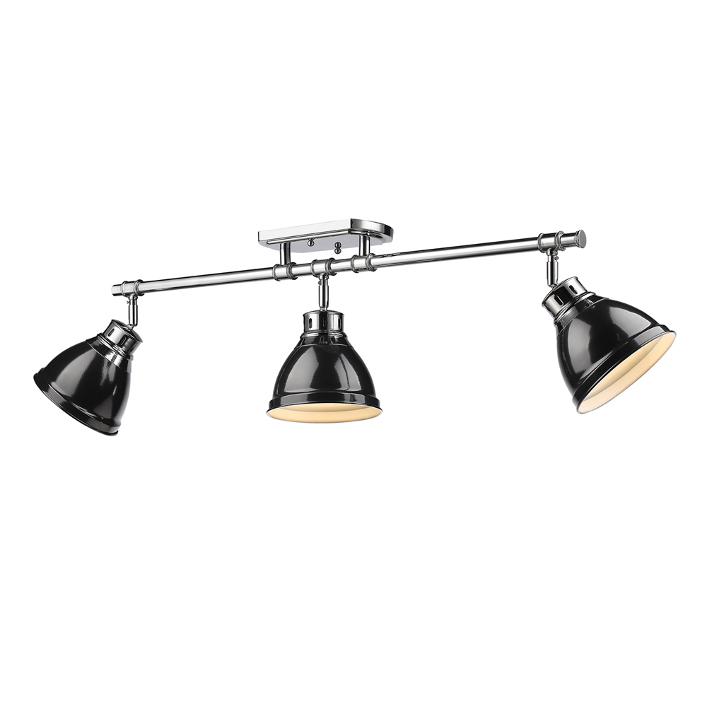 Duncan 3-Light Semi-Flush - Track Light in Chrome with Black