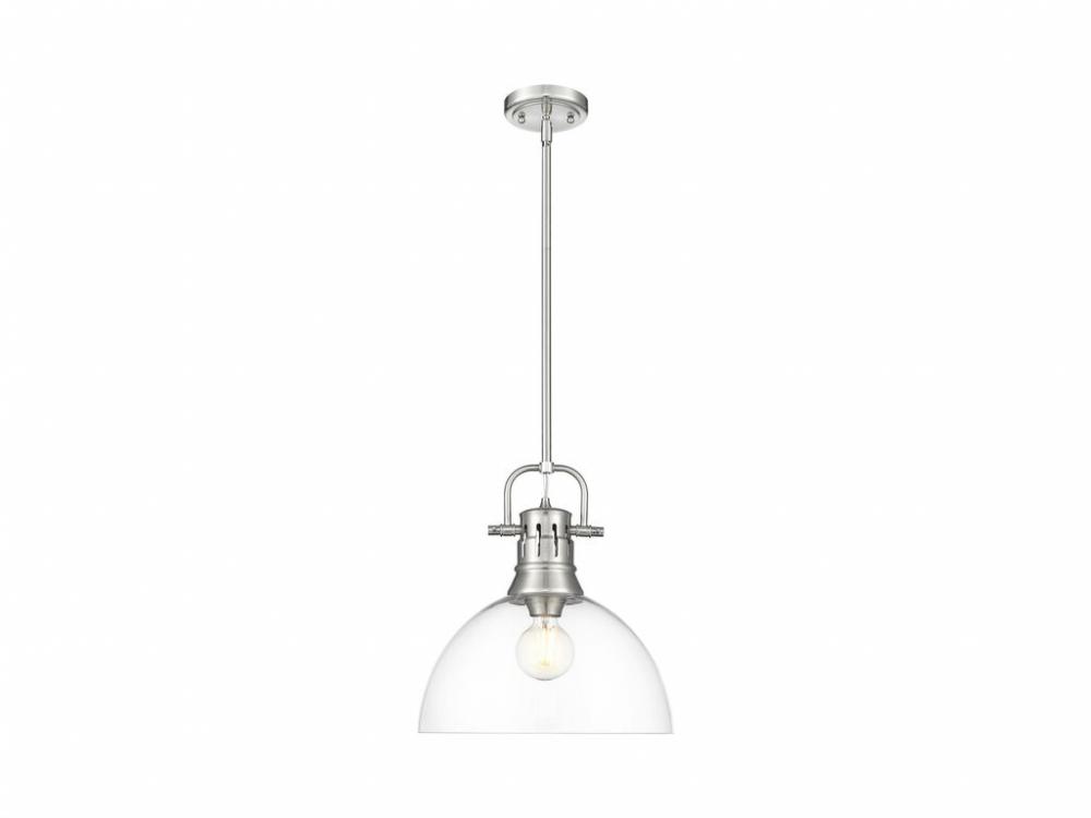 Duncan 1-Light Pendant with Rod in Pewter with Clear Glass