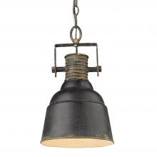 Golden 0843-1P ABI - Quarry 1 Light Pendant in Antique Black Iron